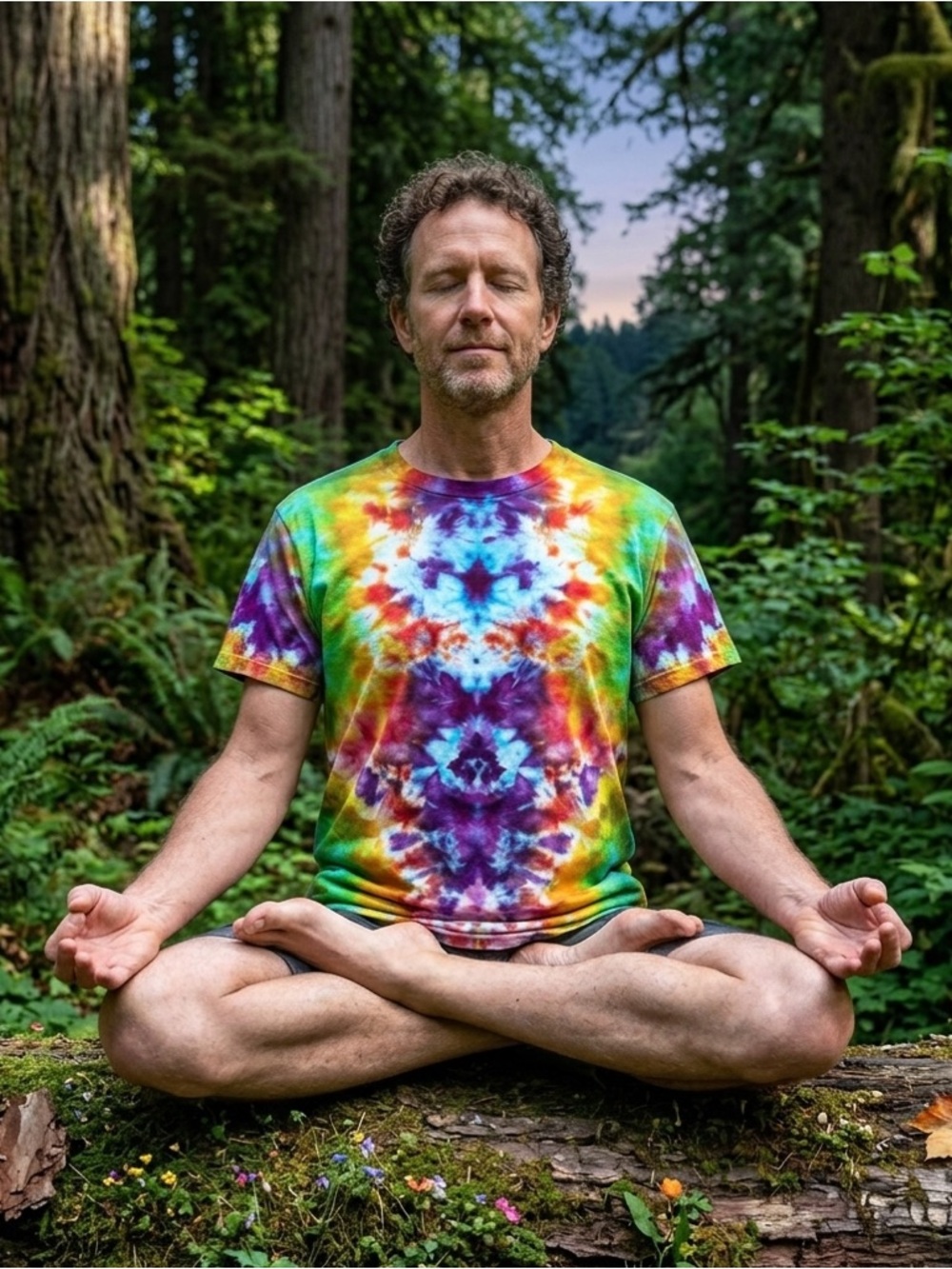 NEW 🌈 Organic Cotton Psychedelic Mindscape Rainbow LightBody Tie-Dye T Shirt